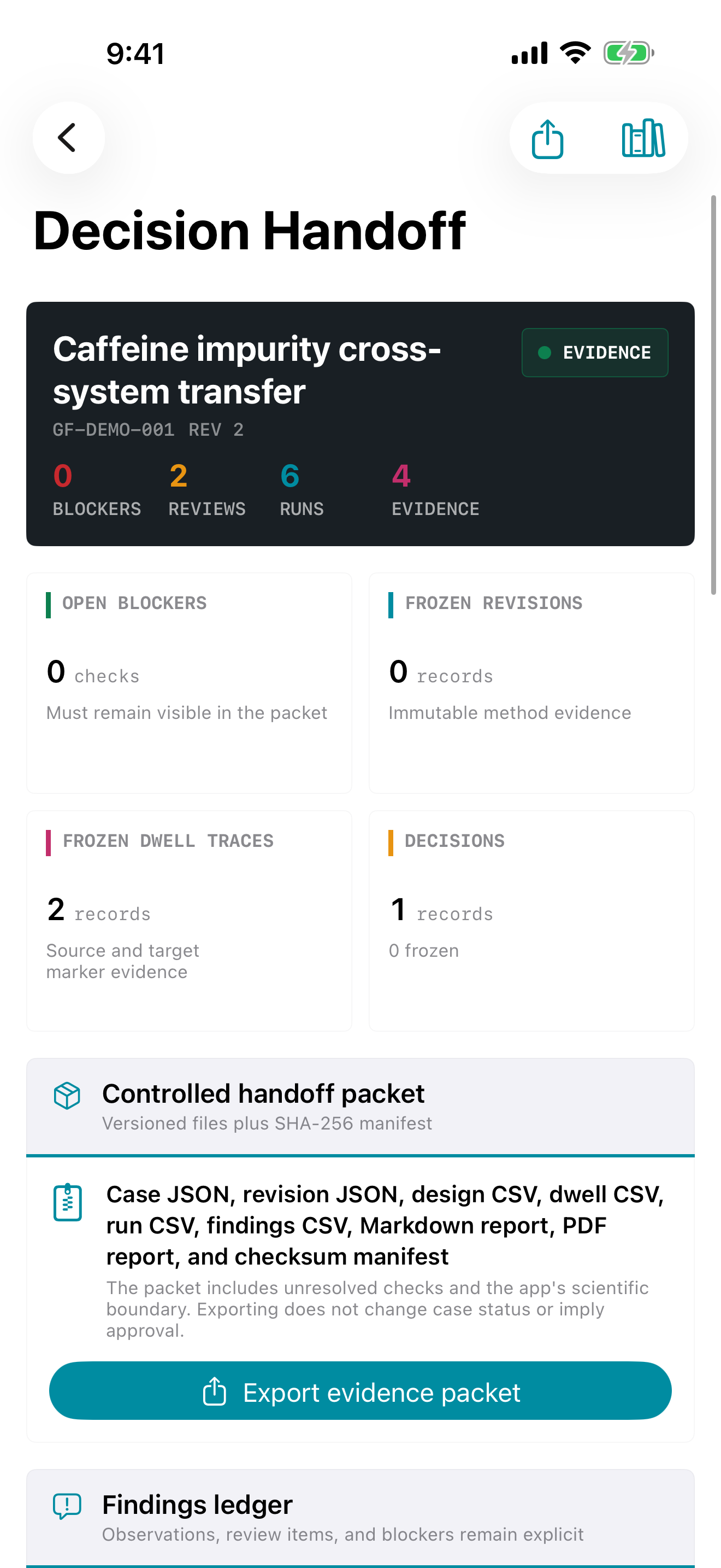 Gradientforge Decision Handoff on iPhone